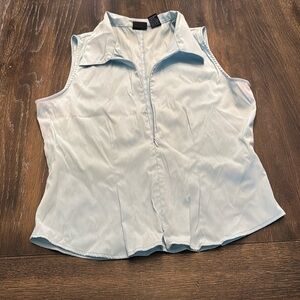 DCC STRETCH BLUE ZIP BLOUSE SIZE LARGE